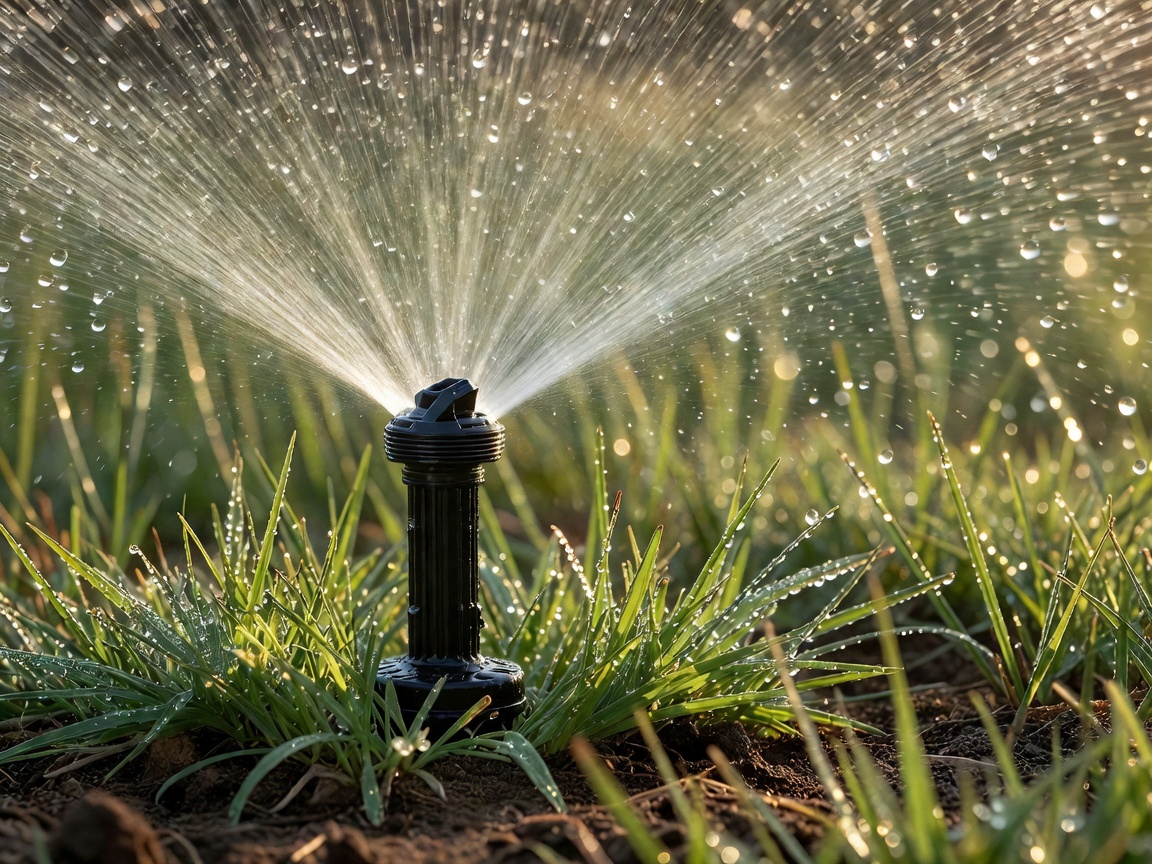 Close-up of a pop-up sprinkler head